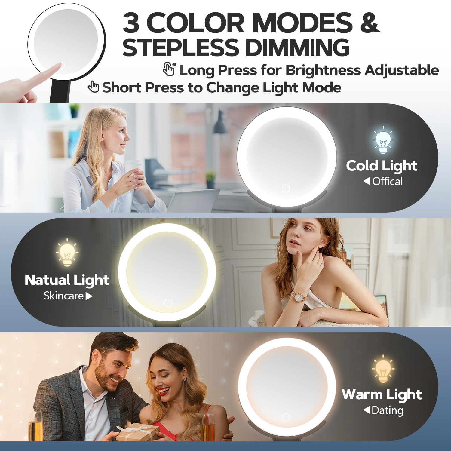 MIYADIVA lighted makeup mirror hanging installation showcases wall-mount convenience