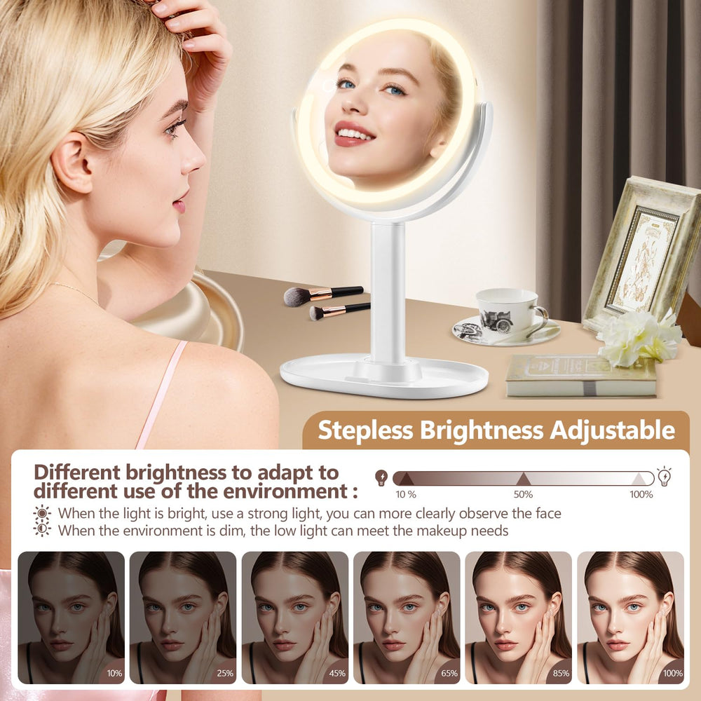 MIYADIVA lighted vanity with 80 LEDs and color modes for accurate color matching.