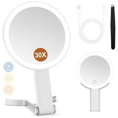 MIYADIVA magnifying mirror 30x close-up view for precise makeup details.