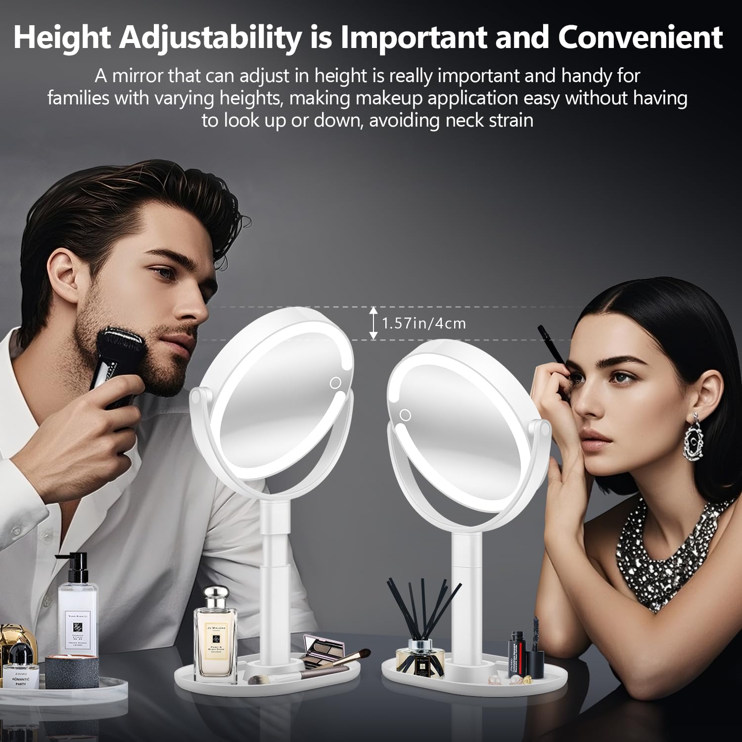 MIYADIVA makeup mirror with 3-color lighting for accurate color in any setting.