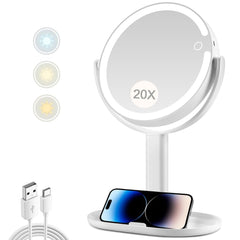 MIYADIVA makeup mirror with 20x magnification and lights for precise detail work.