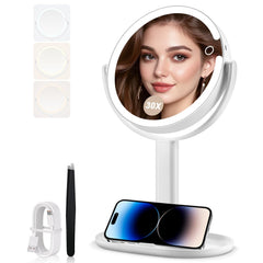 MIYADIVA makeup mirror with lights, 30x magnification for precise brow shaping and lash work.