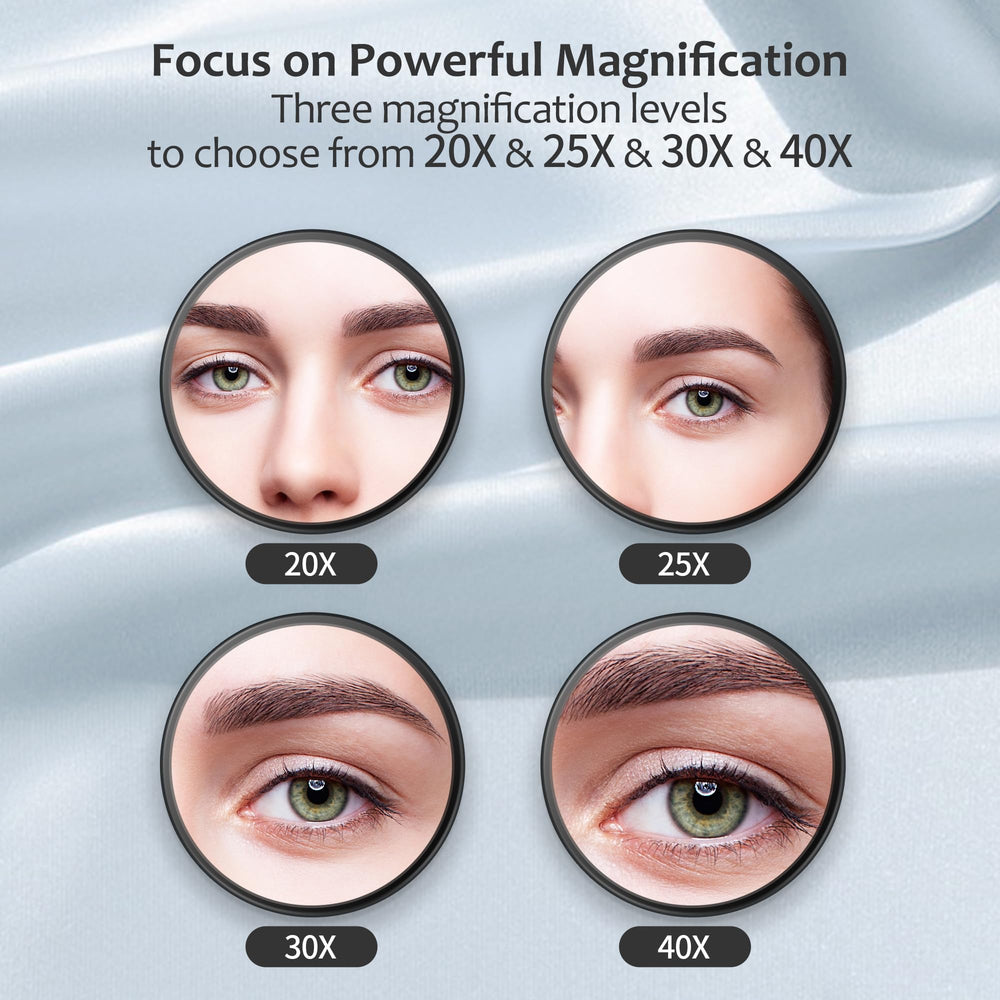MIYADIVA quick-clean surface keeps mirror and tweezers ready for use.