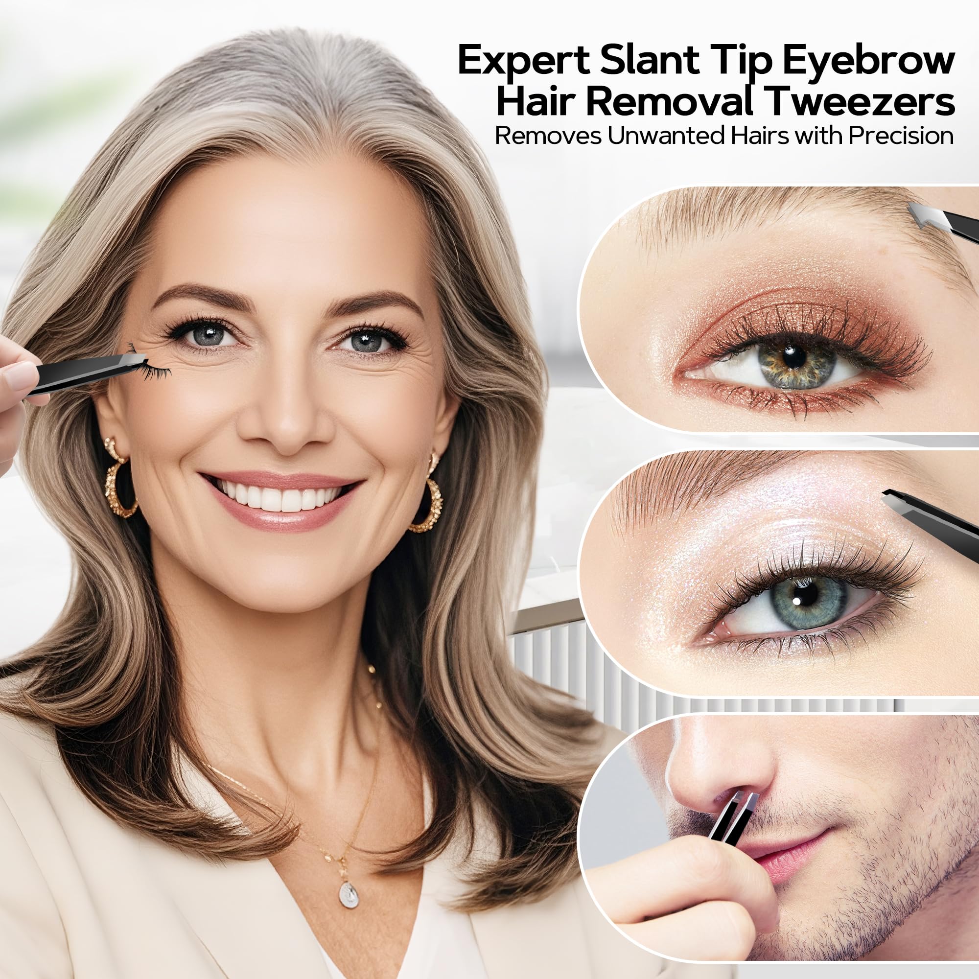 MIYADIVA stainless steel tweezers offer precision grooming.
