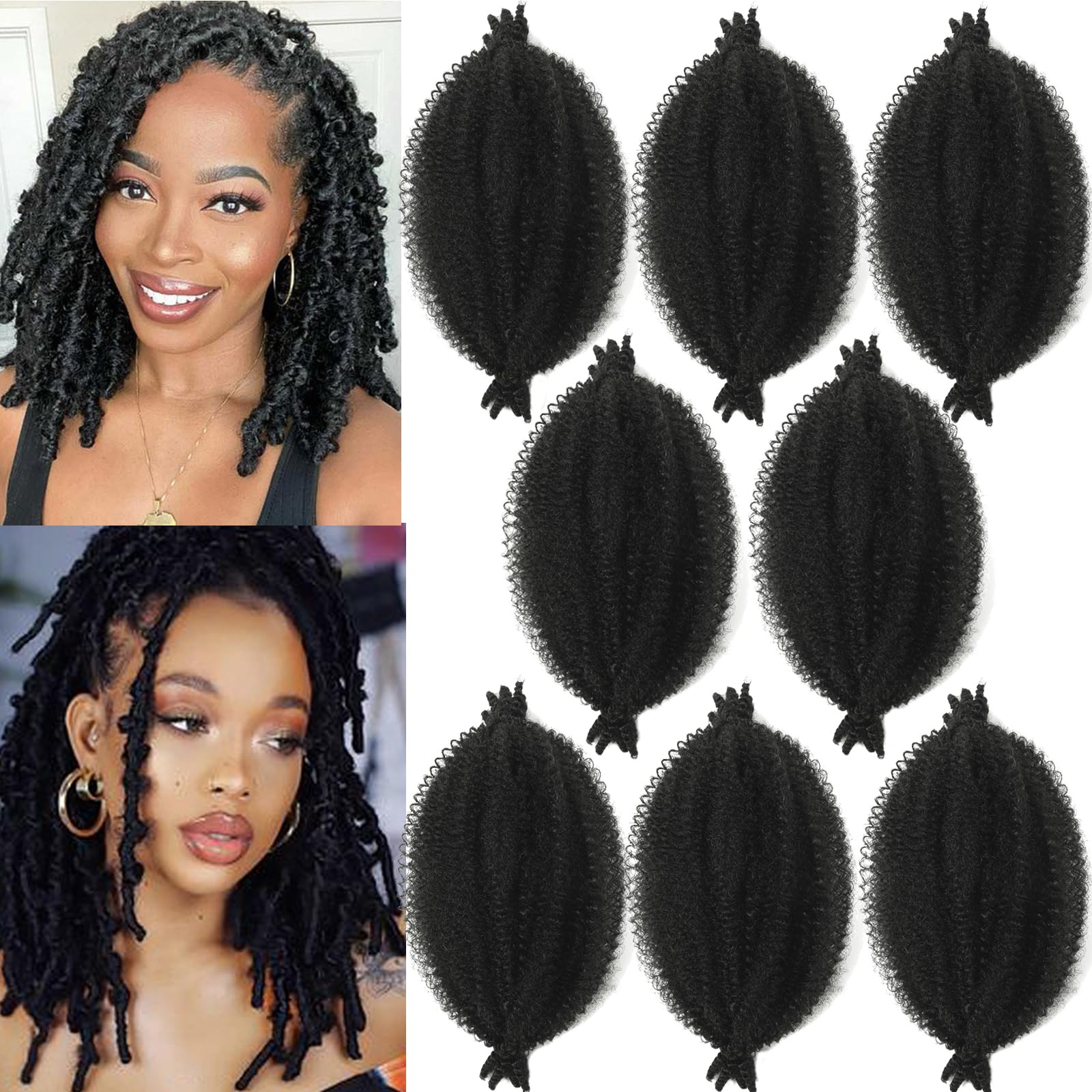 Miyamarch Springy Afro Twist Hair 8-inch pack shot emphasizes length for protective styling.