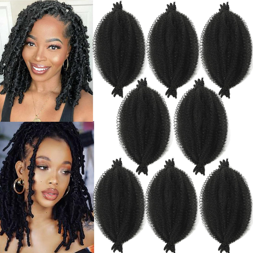 Miyamarch Springy Afro Twist Hair 8-inch pack shot emphasizes length for protective styling.
