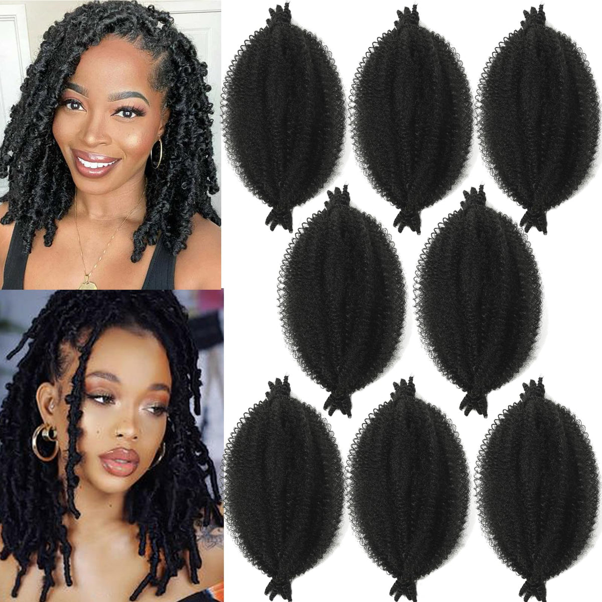Miyamarch Springy Afro Twist Hair 8-inch pack shot emphasizes length for protective styling.