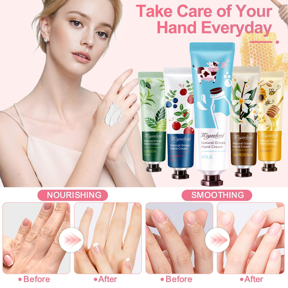 MIYUELENI hand cream on-the-go application for busy days and commutes.