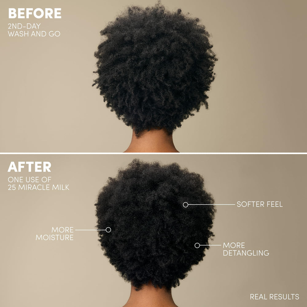 Mizani 25 Benefit Miracle Milk features coconut oil for softness and moisture