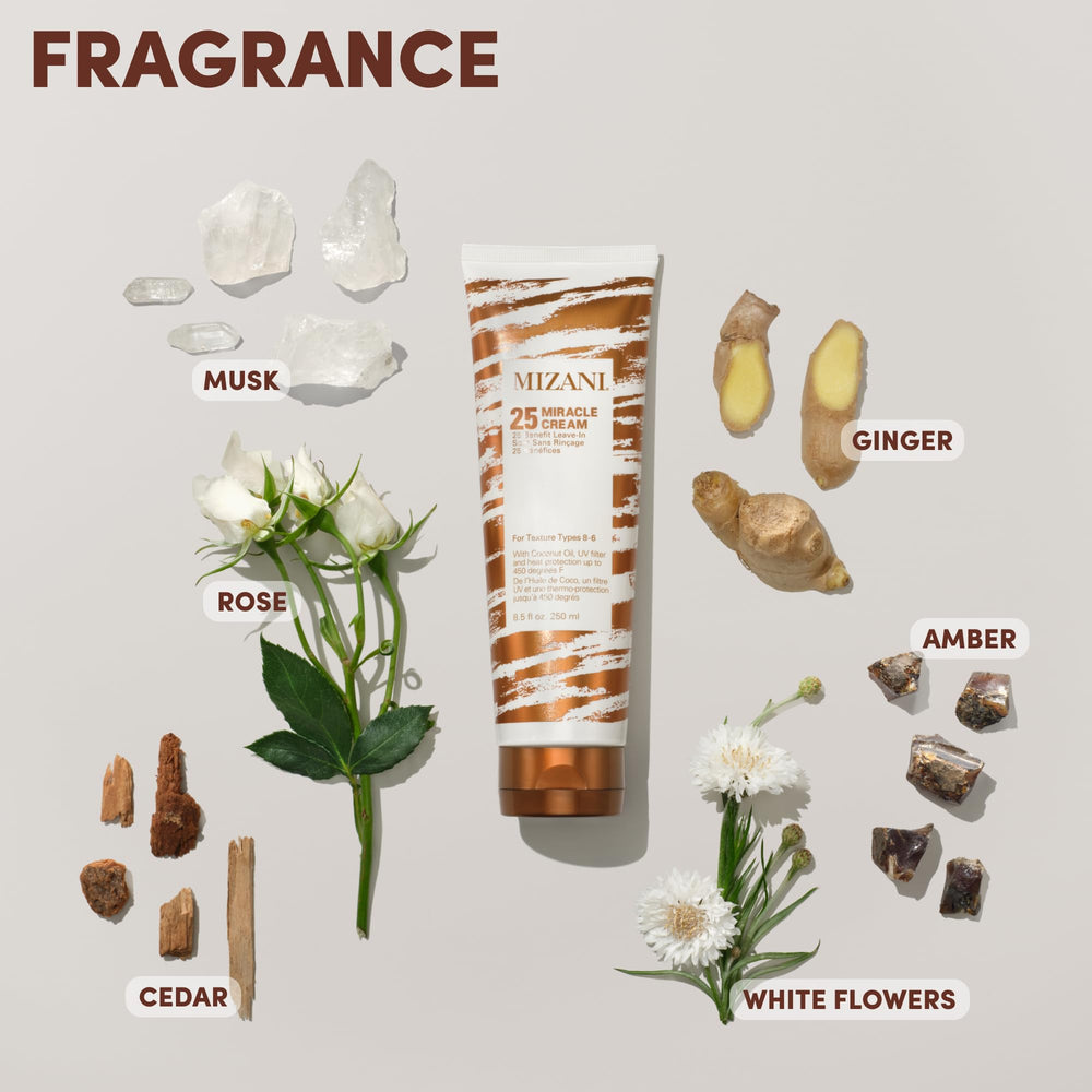Color-treated and natural curls benefit from Mizani leave-in care