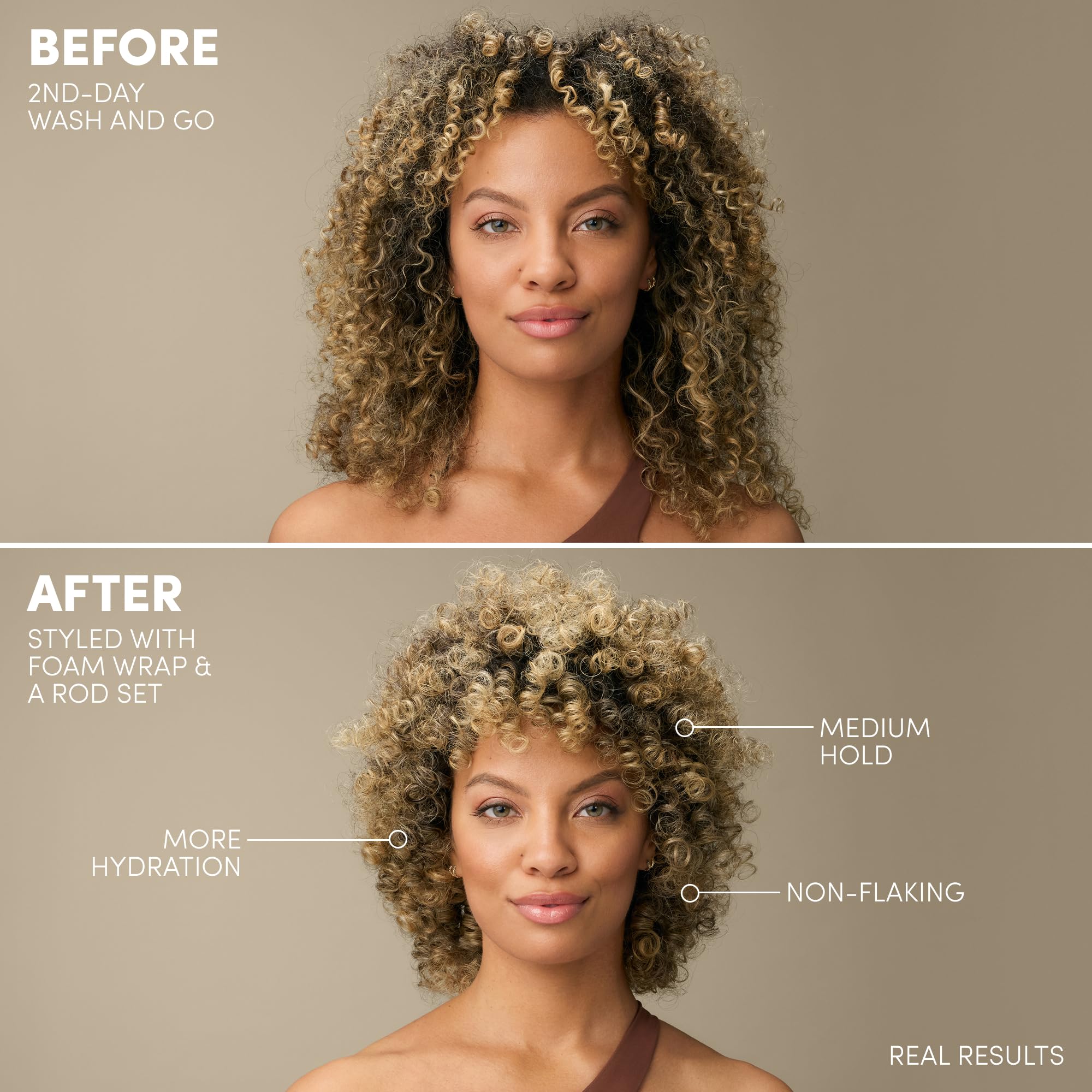 Mizani Foam Wrap curls defined, smooth finish in action