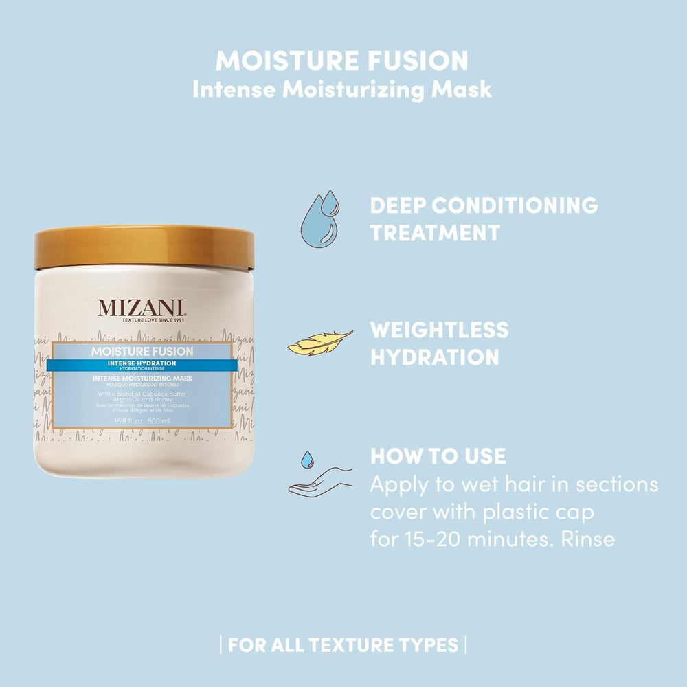Mizani Moisture Fusion mask honey drop illustrates humectant moisture attraction