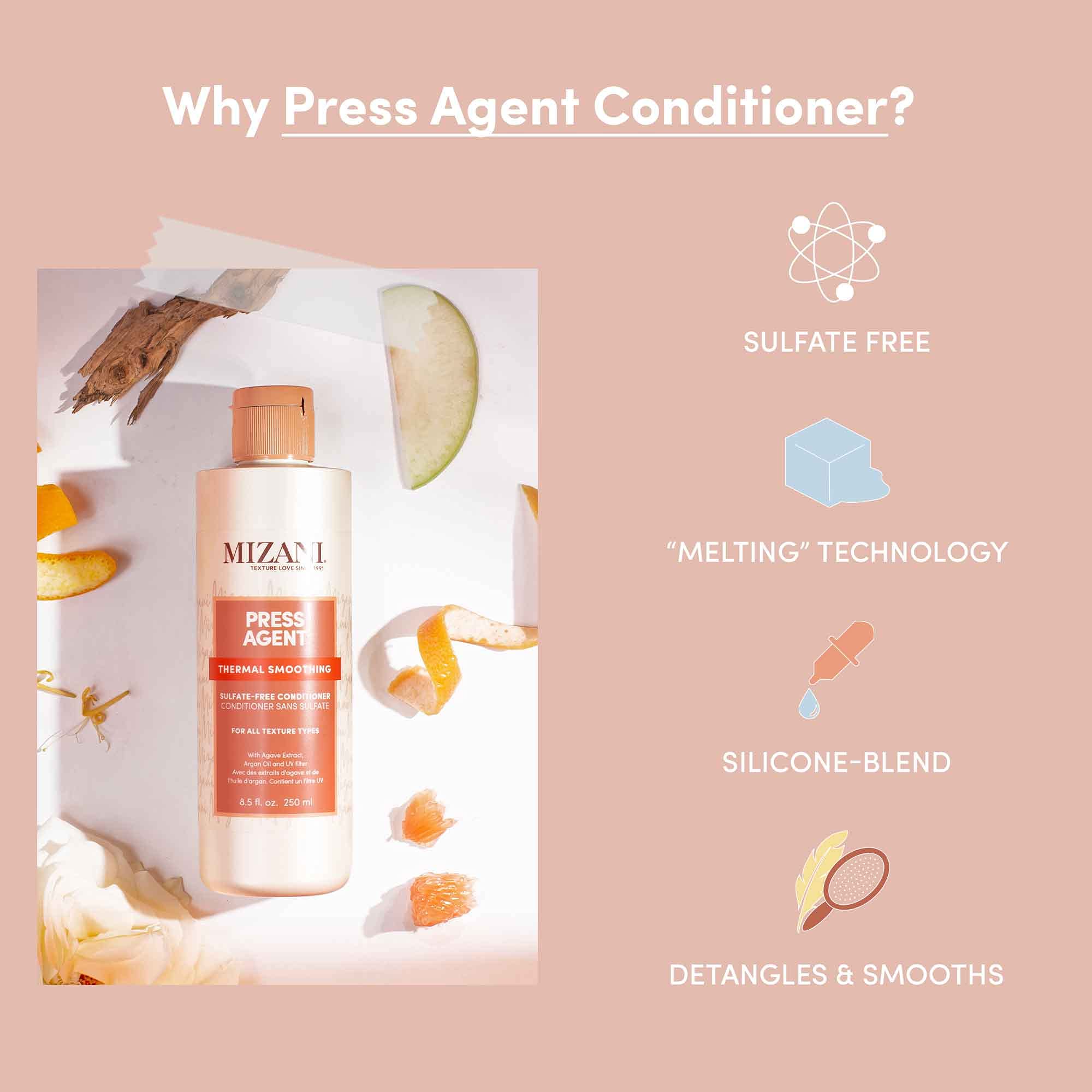 Mizani Raincoat mixing scene demonstrates customizable styling with Press Agent.