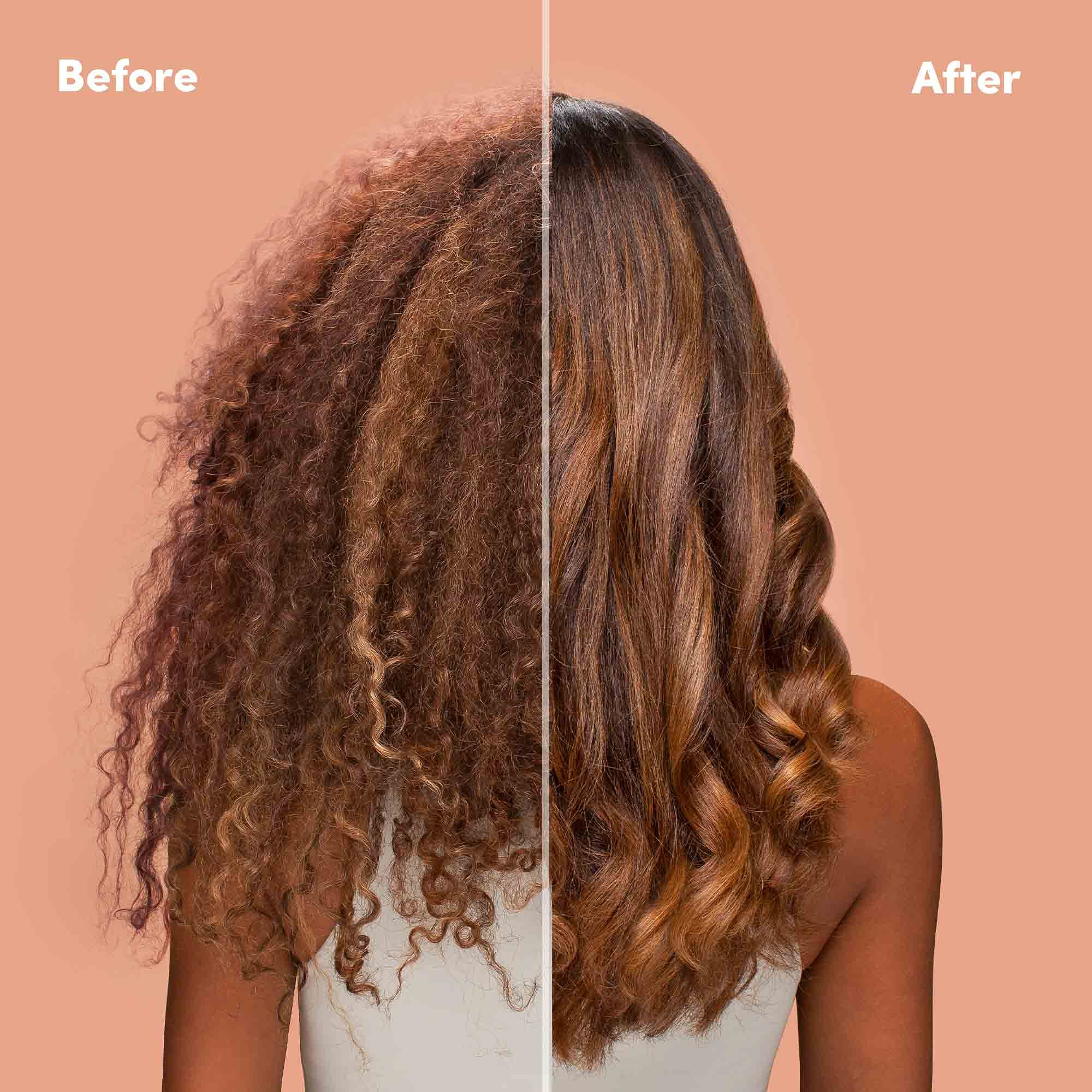 Mizani Press Agent serum application shows even distribution for a lightweight finish
