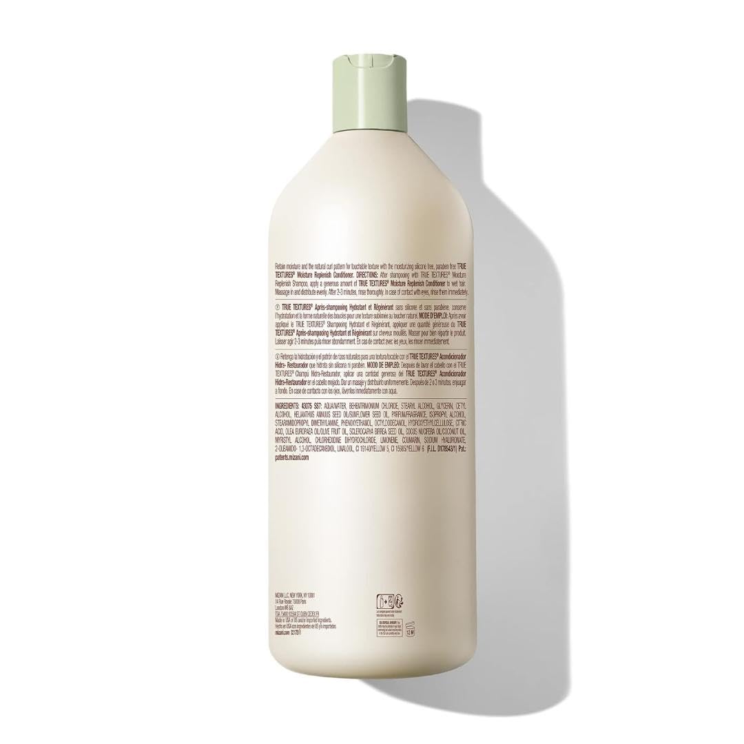 Label notes coconut and olive oils for deep hydration in Mizani conditioner.