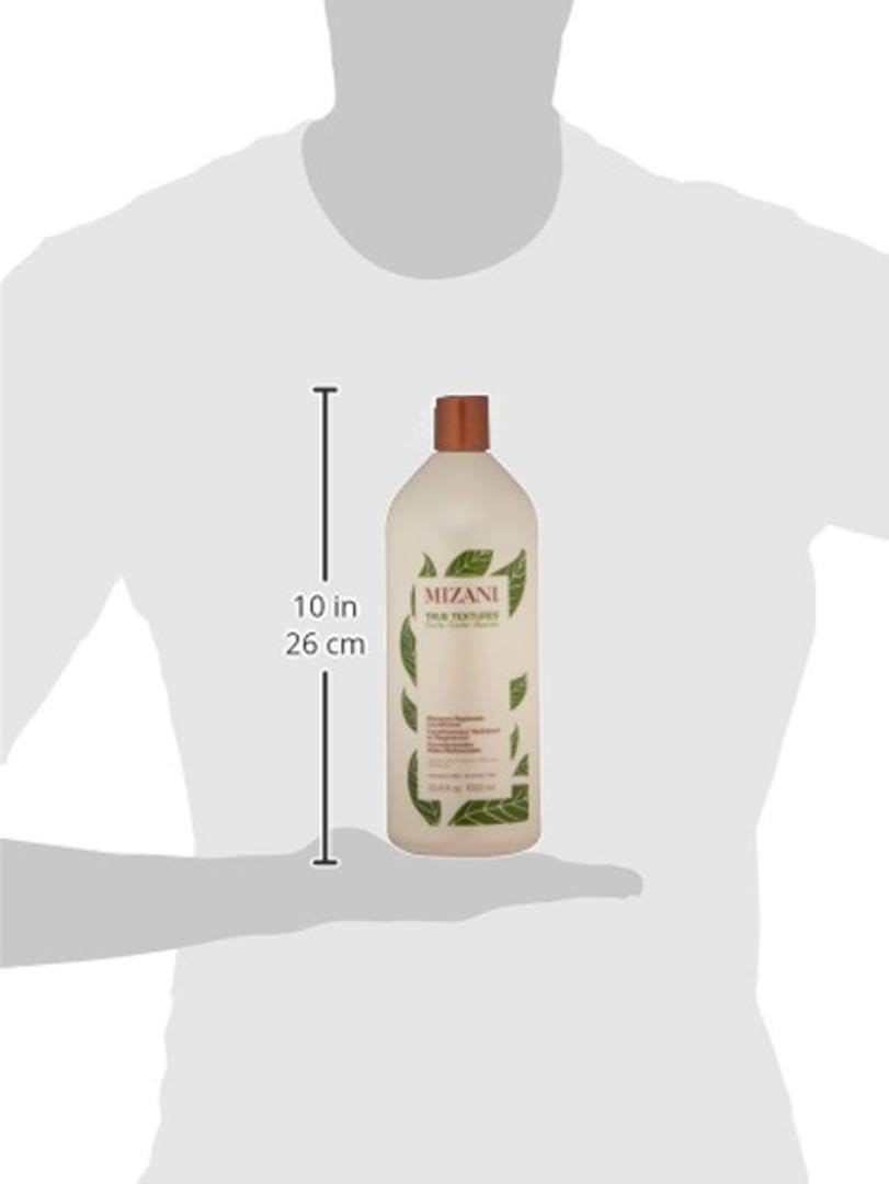 Sleek, shiny finish achieved with Mizani True Textures Moisture Replenish Conditioner.