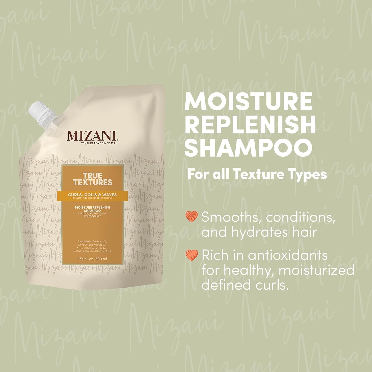Mizani True Textures shampoo lather close-up highlighting sulfate-free cleansing for curls