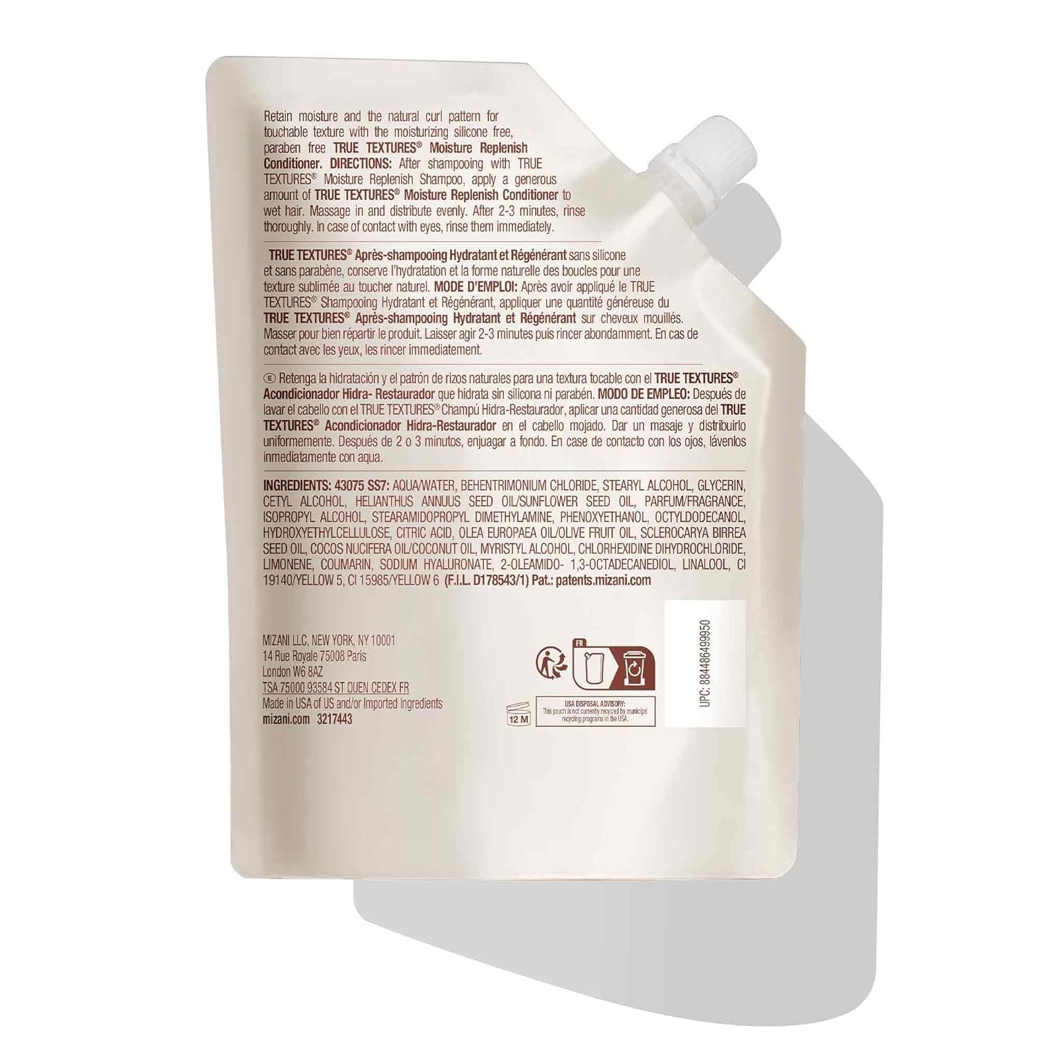 Mizani True Textures Moisture Replenish frizz control for smoother hair.