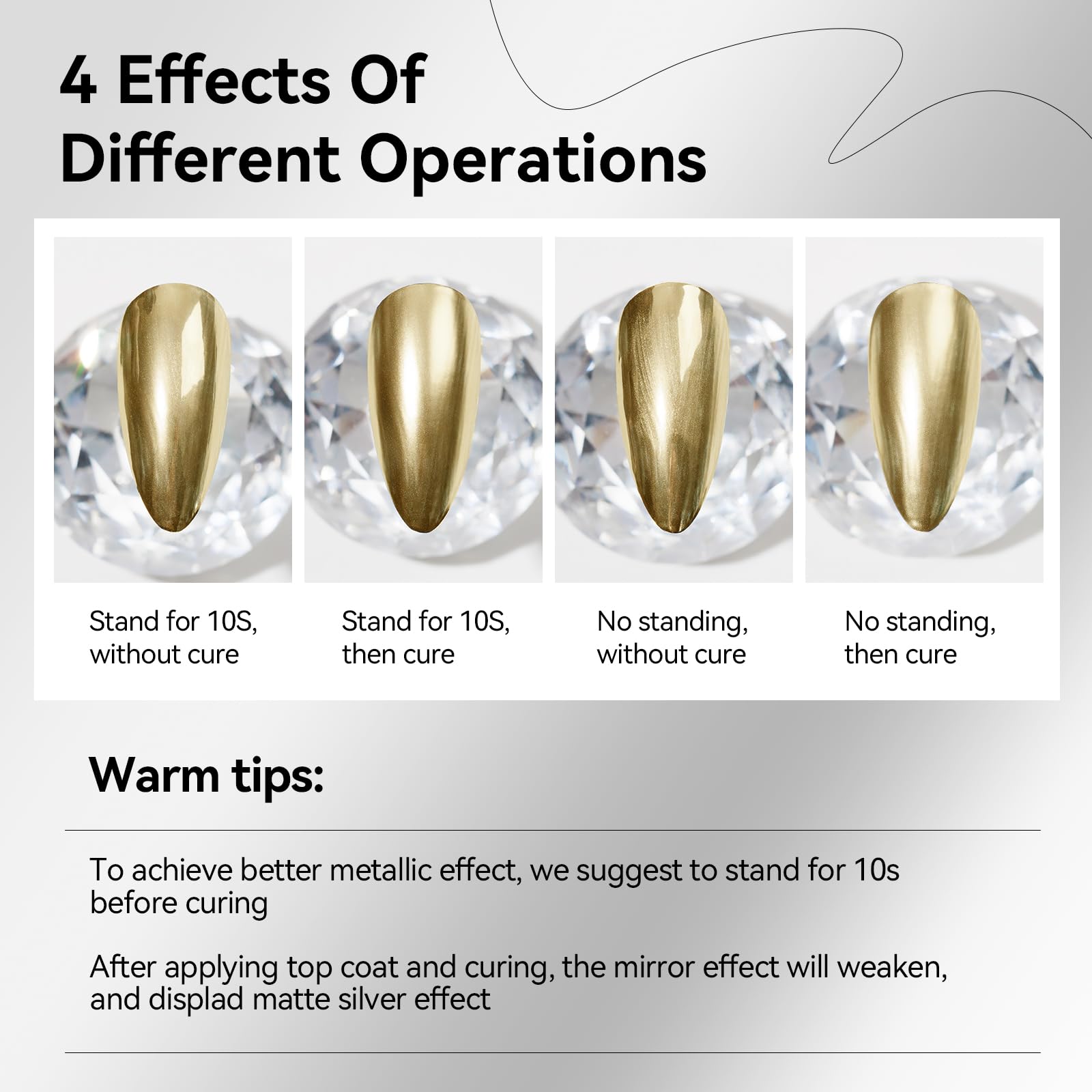 MIZHSE 3D mirror nail art example showing depth and shine.