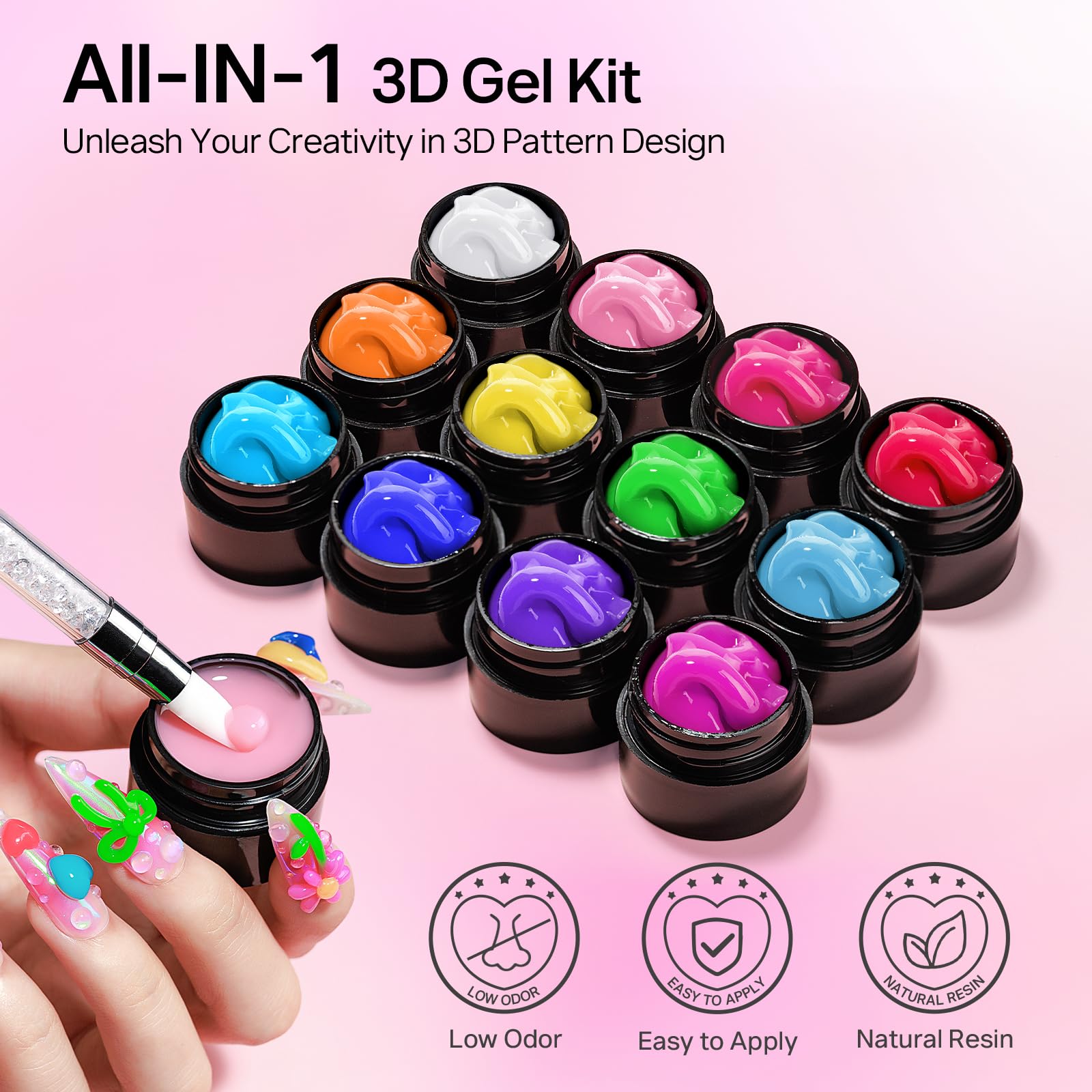 MIZHSE arte en uñas, diseños florales con gel 3D.