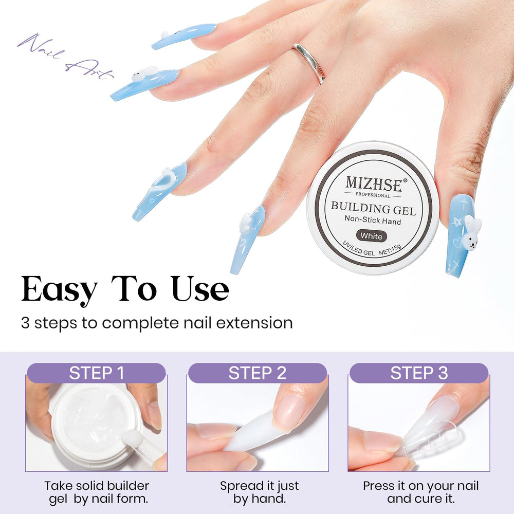 MIZHSE clear press-on nails with gel glue for quick wear