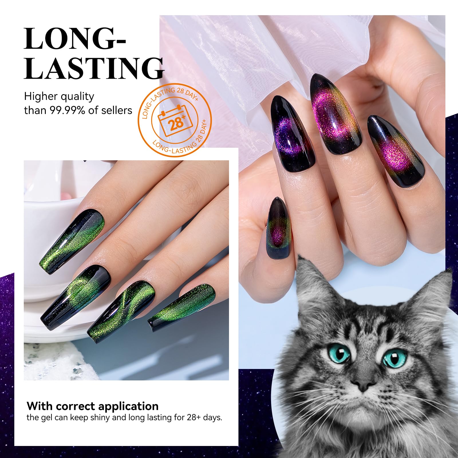 MIZHSE 9D Cat Eye ofrece efecto galaxia con destellos brillantes