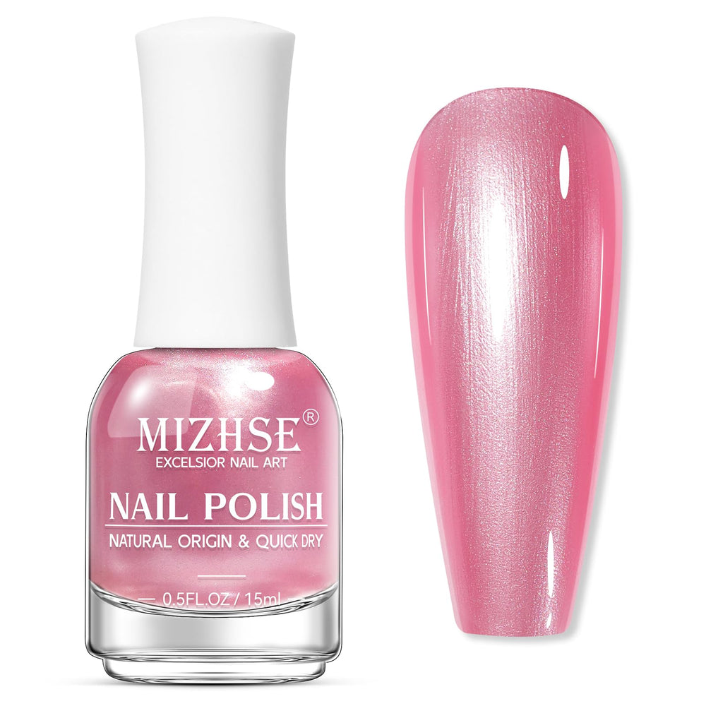 MIZHSE Esmalte uñas rosa perlado, uso diario con acabado perlado