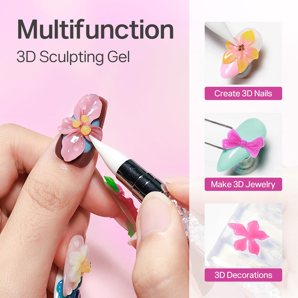 MIZHSE gel 3D, decoraciones florales y corazón con acabado preciso.