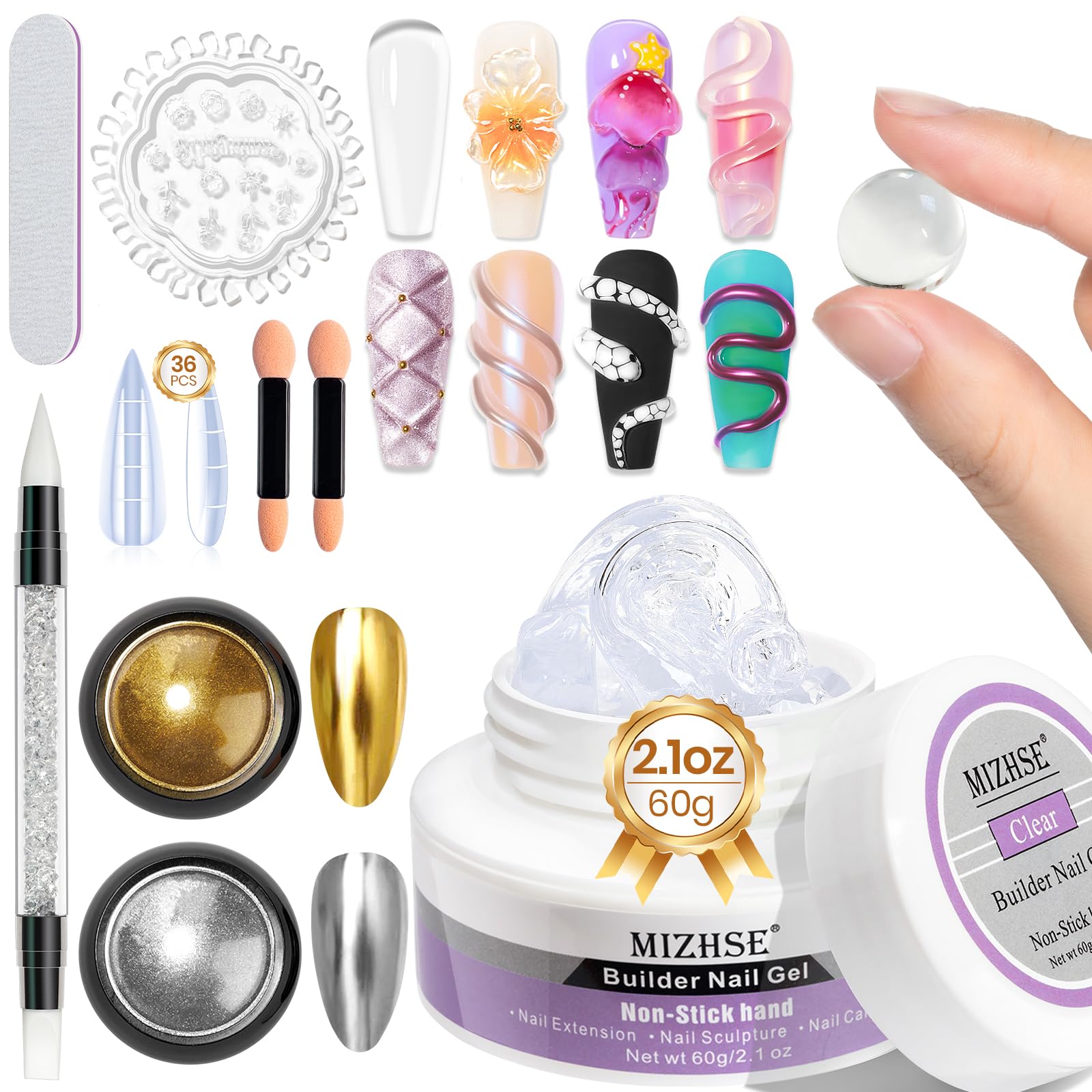 MIZHSE gel-constructor uñas 60 g para extensiones claras y definidas.