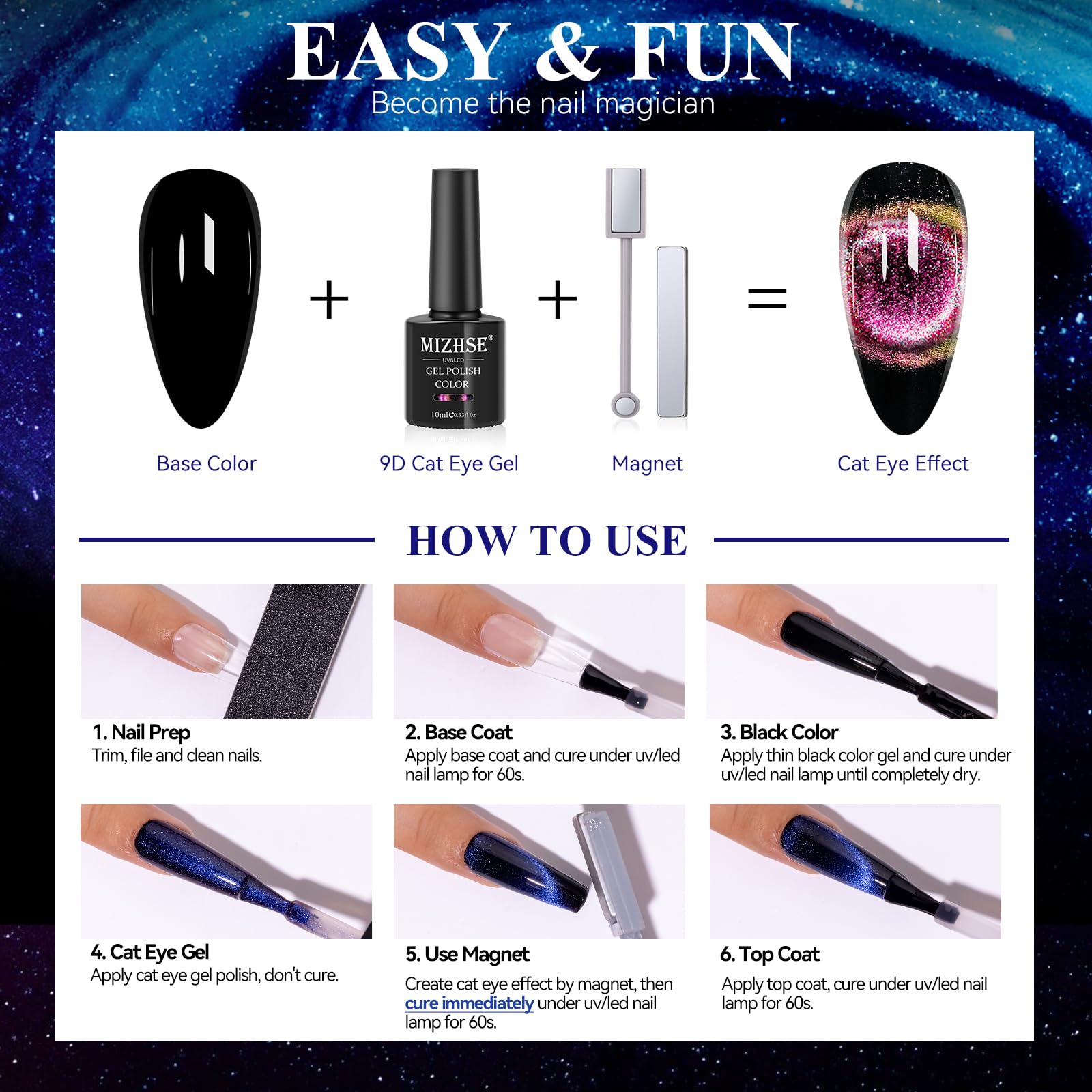 MIZHSE 9D Cat Eye kit regalo ideal para festividades