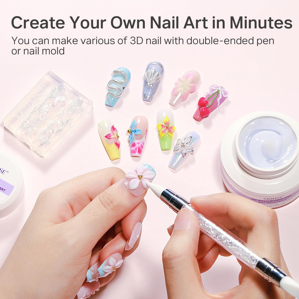 MIZHSE Molde Flor 3D: crea flores 3D para uñas con acabado brillante.