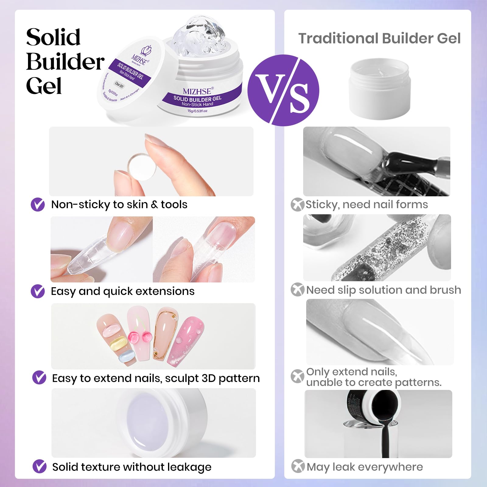 MIZHSE nail extension gel kit for quick at-home applications.