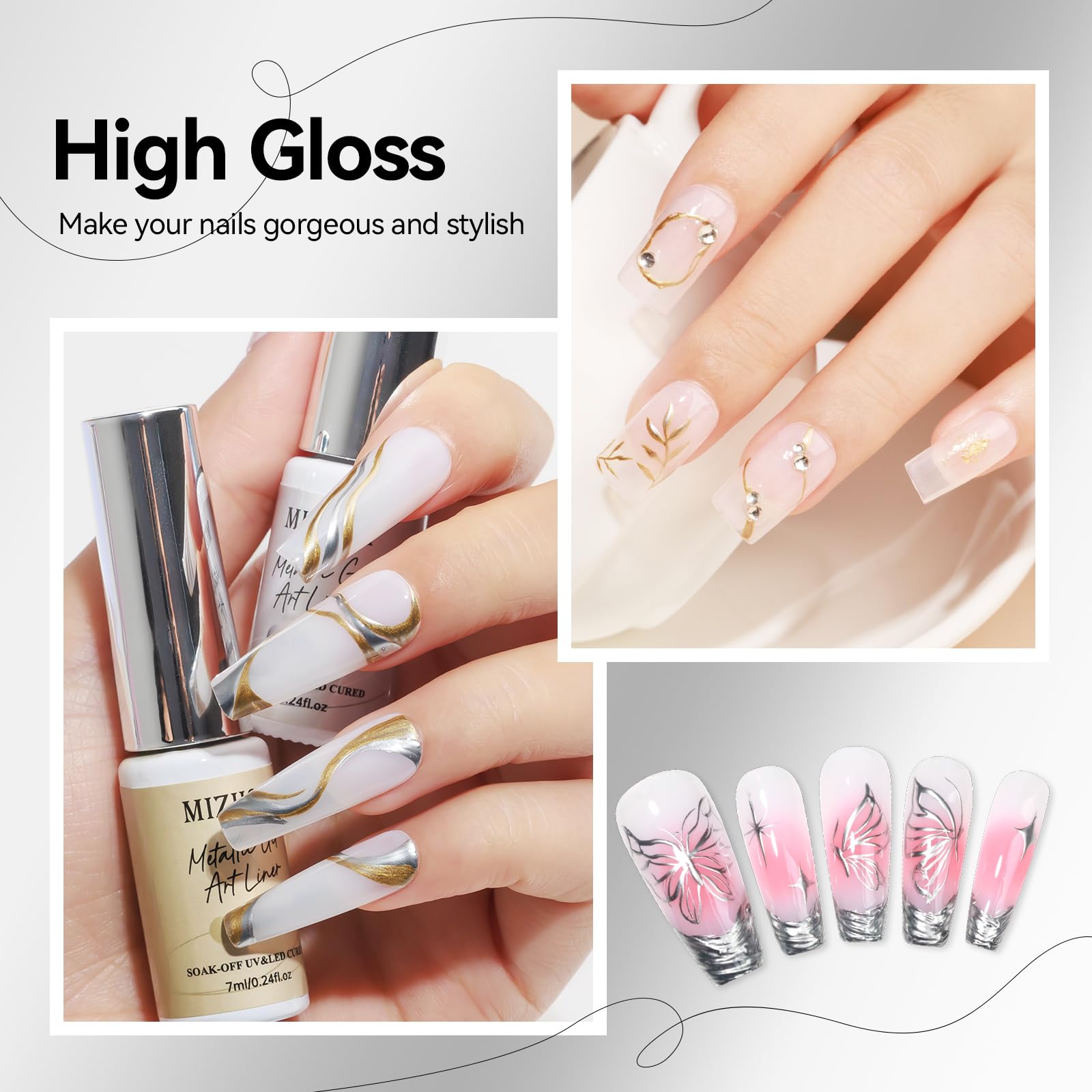 MIZHSE precision liner brush integrated for ultra-fine nail lines.