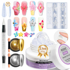 MIZHSE solid builder gel 60g for easy at-home nail extensions.