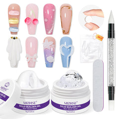 MIZHSE solid builder gel in clear for durable nail extensions.