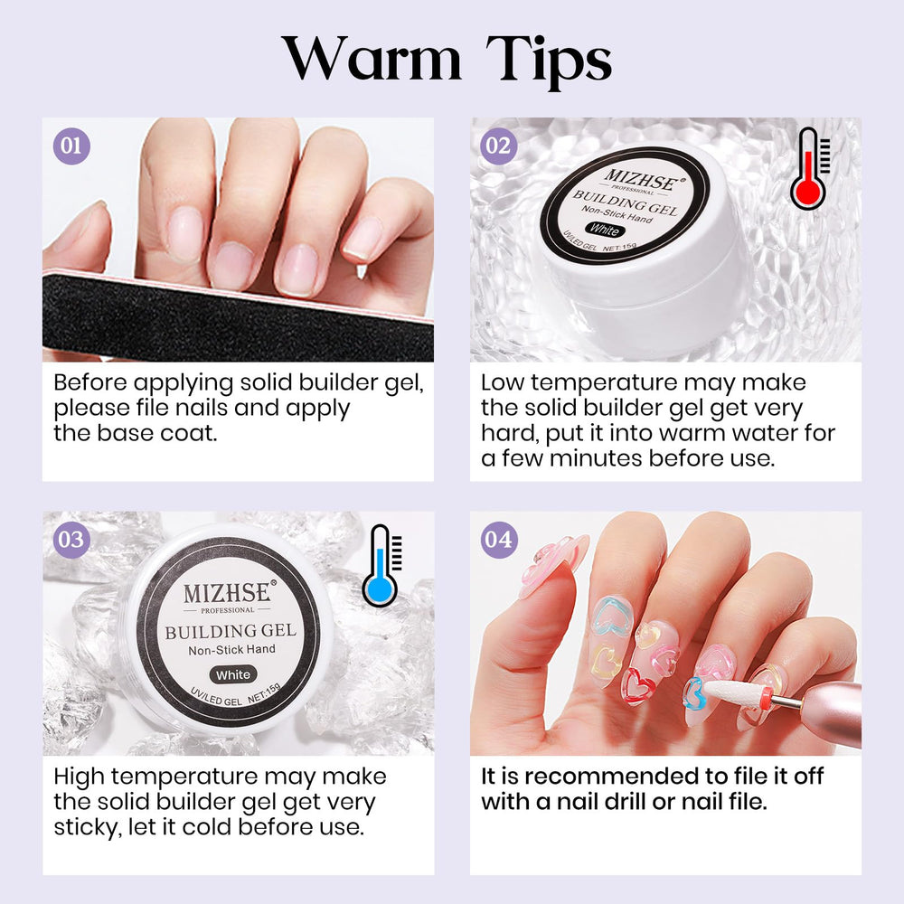 MIZHSE temperature tip warm water helps with gel handling