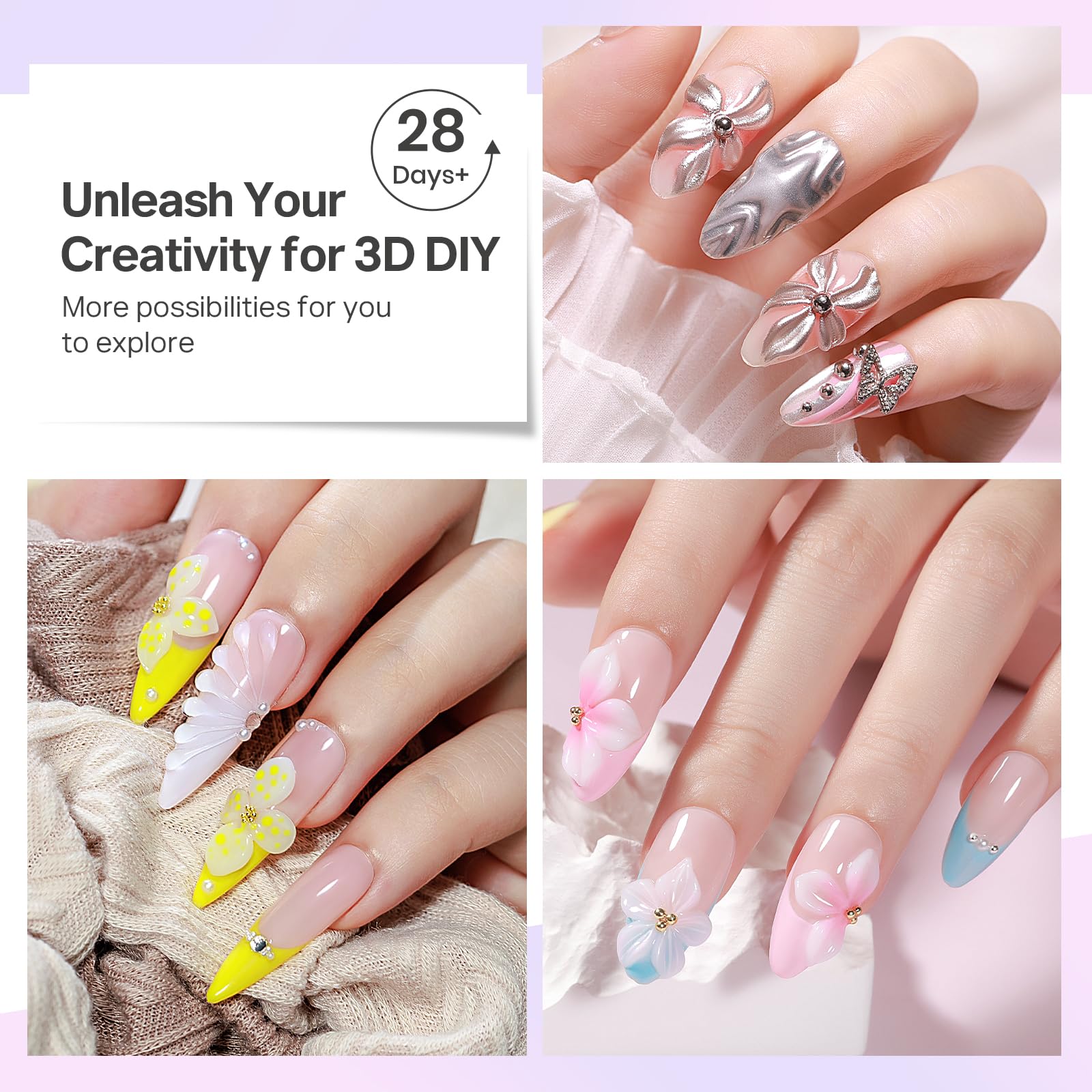 Uñas con diseño 3D duraderas con preparación adecuada