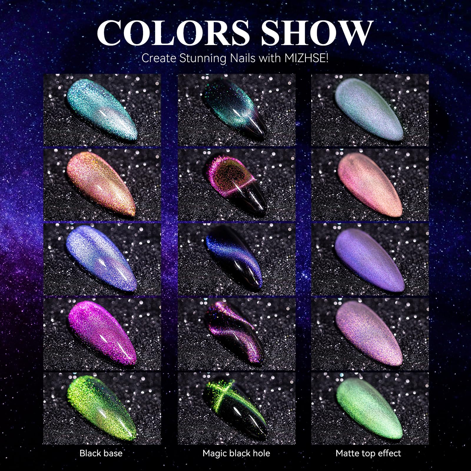 MIZHSE 9D Cat Eye muestra destellos y color cambiante