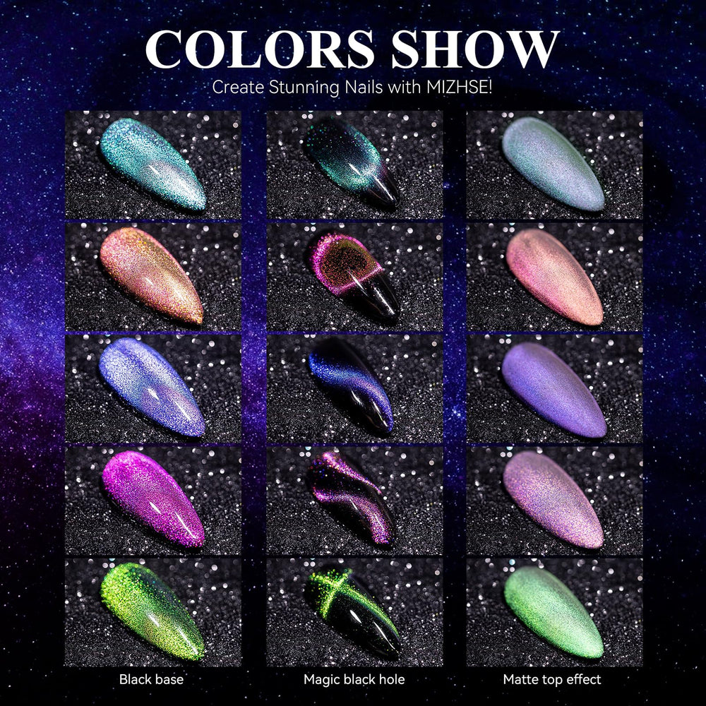 MIZHSE 9D Cat Eye muestra destellos y color cambiante