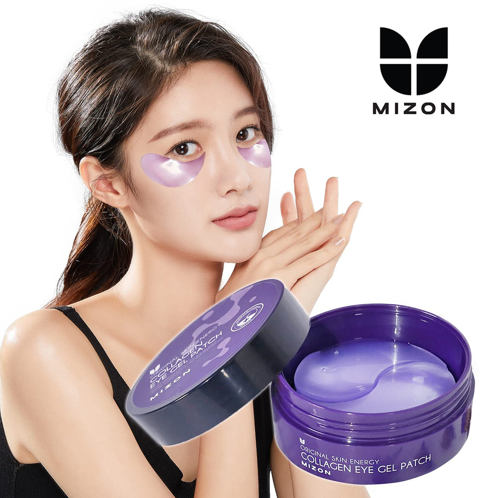 MIZON Marine Collagen Eye Patch close-up highlighting hydrating formula for tired eyes.