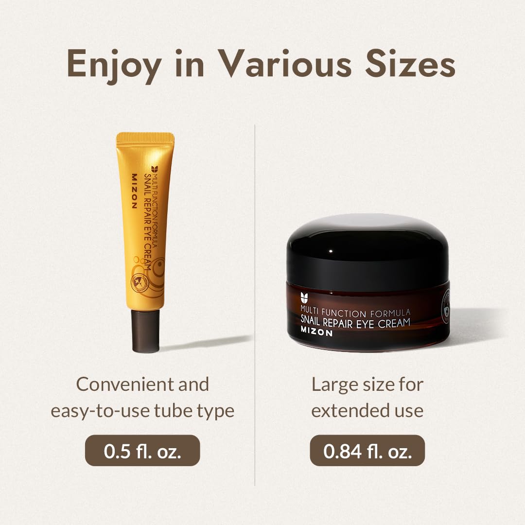Cuidado ocular suave de MIZON Snail Line, apto para piel sensible y seca.