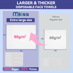 MKISS toallas faciales desechables textura suave para piel sensible y maquillaje.
