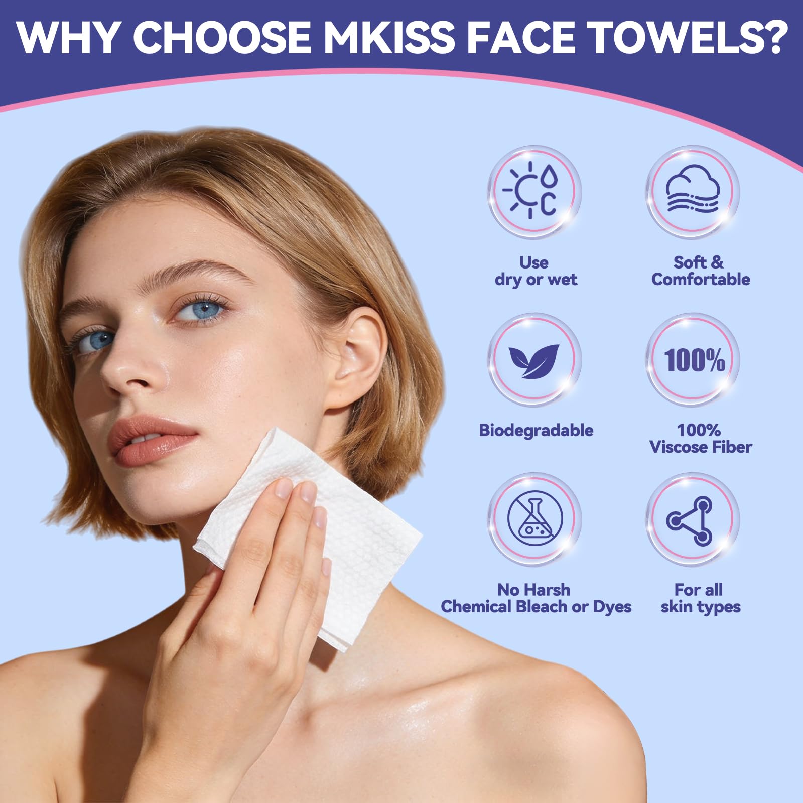 MKISS toallas faciales desechables uso multifuncional para viaje y cuidado diario.