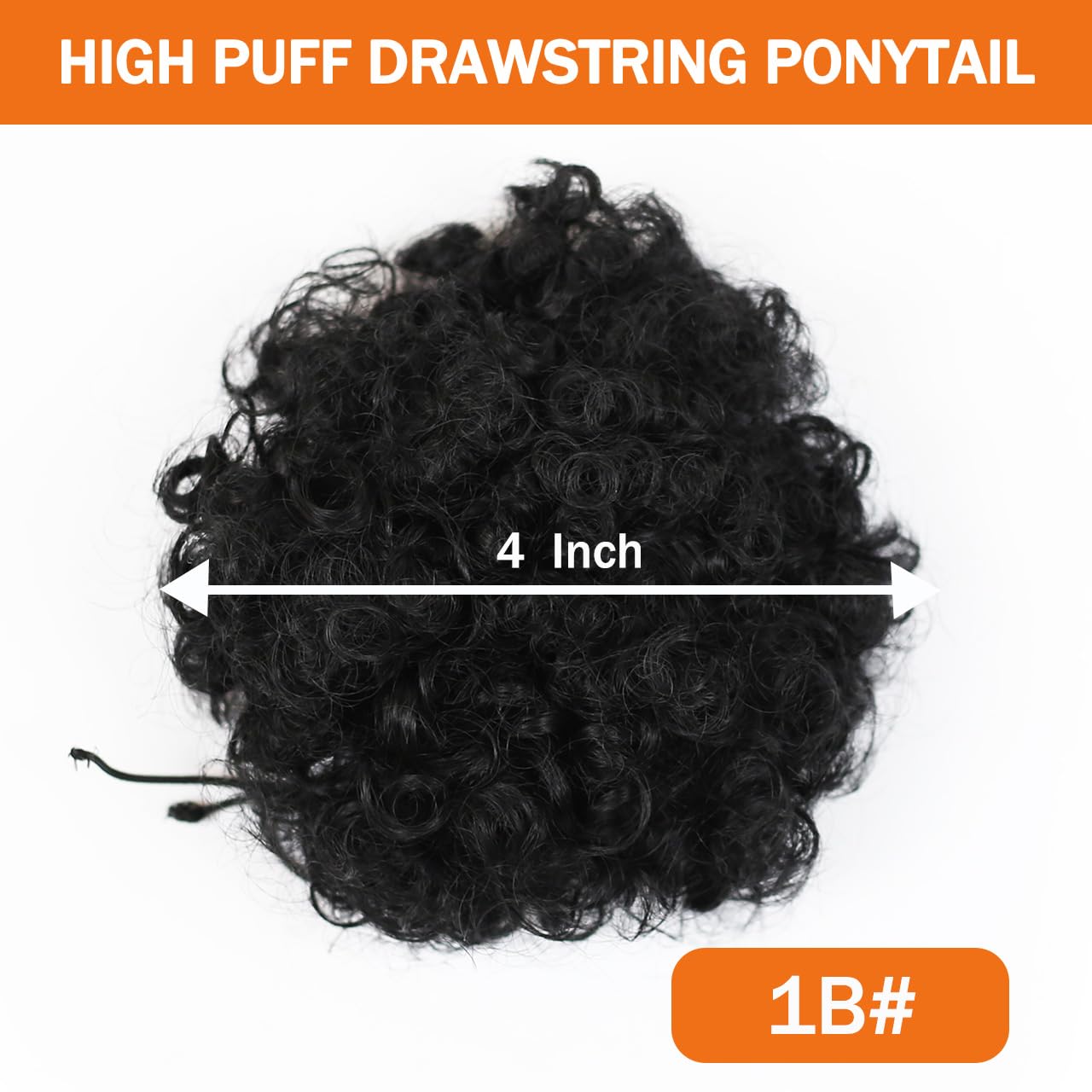 MKJVEN Afro Puff 4-inch bun closeup showing natural blend and fluff
