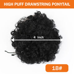 MKJVEN Afro Puff 4-inch bun closeup showing natural blend and fluff