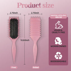 MklusiveTech Curly Hair Brush on wet hair for gentle detangling.