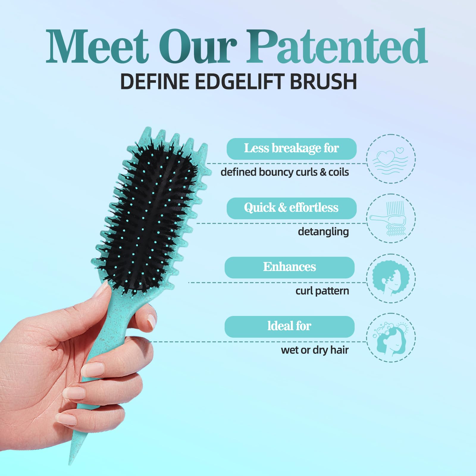 MklusiveTech Styling comb included with curling brush for precision detangling