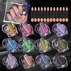 MKNZOME chrome nail powder glitter set adds durable shine to natural or artificial nails.