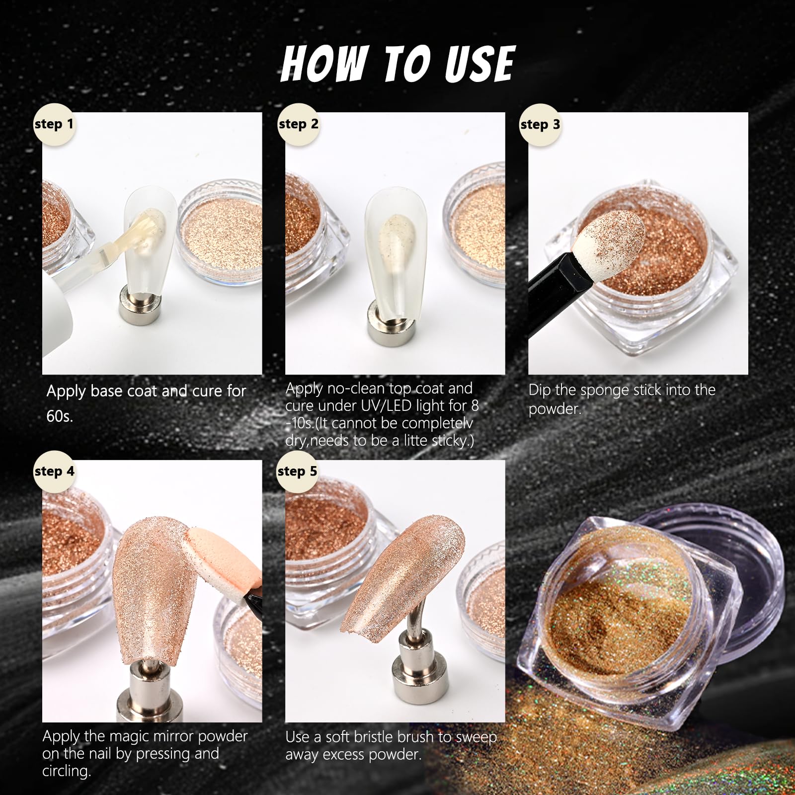 MKNZOME dual sides sponge applicators enable precise, mess-free nail art application.