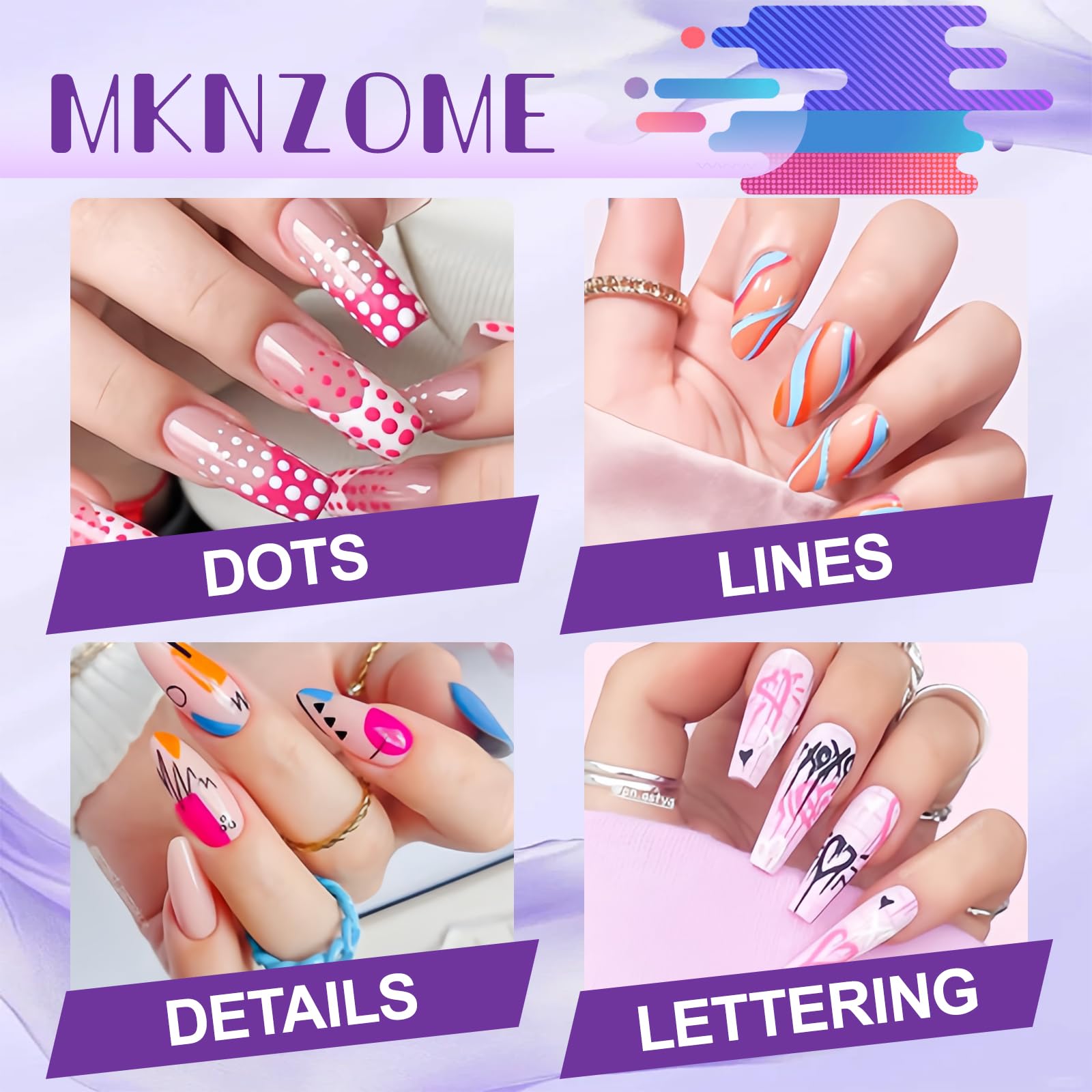 MKNZOME waterproof quick-drying formula shown on nail swatch